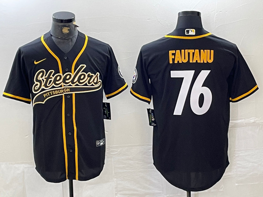 Men's Pittsburgh Steelers Troy Fautanu #76 Black Game Jersey1