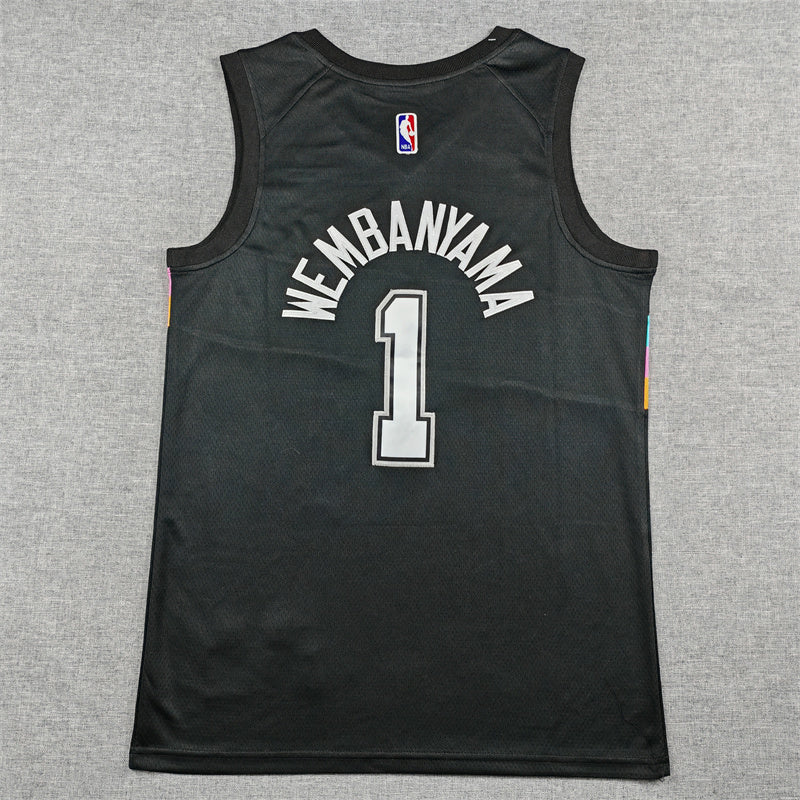 Men's San Antonio Spurs Victor Wembanyama #1 Black 2025/26 Swingman Jersey - City Edition