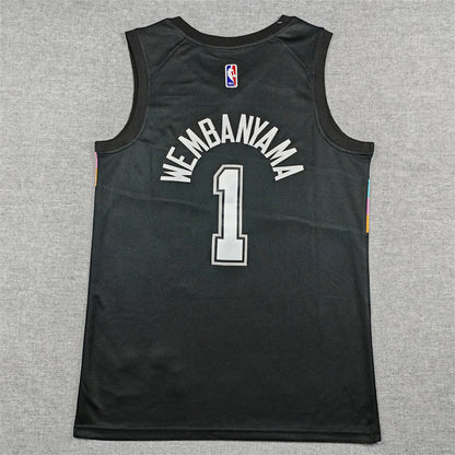 Men's San Antonio Spurs Victor Wembanyama #1 Black 2025/26 Swingman Jersey - City Edition