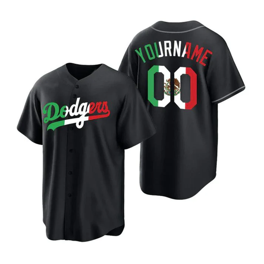 Men's Los Angeles Dodgers Black Replica Custom Jersey1