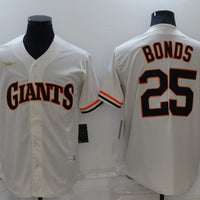Men's San Francisco Giants Barry Bonds #25 Beige Stitched Jersey1