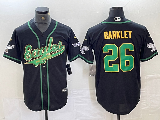 Men's Philadelphia Eagles Saquon Barkley #26 Black Game Jersey1 Joint Edition
