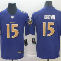 Men's Baltimore Ravens Marquise Brown #15 Purple Game Jersey1