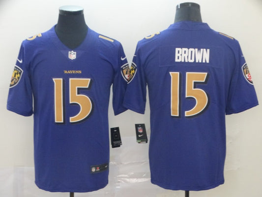 Men's Baltimore Ravens Marquise Brown #15 Purple Game Jersey1