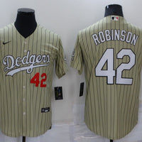 Men's Los Angeles Dodgers Jackie Robinson #42 Gold Replica Baseball Jersey1