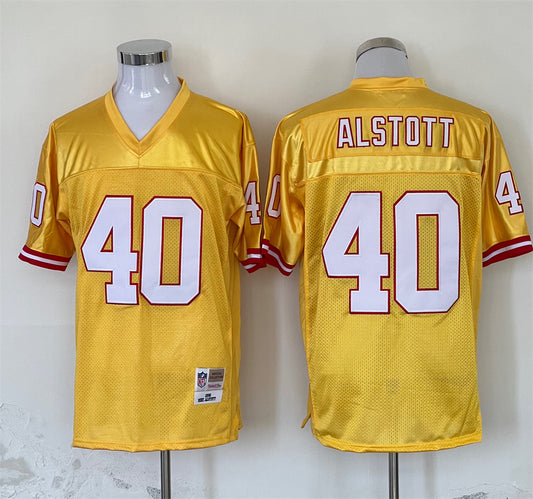 Men's Tampa Bay Buccaneers Mike Alstott Mitchell & Ness Yellow Legacy Replica Jersey1