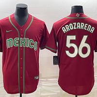 Men's 2023 World Baseball Classic #56 Randy Arozarena Mexico Red Jersey1