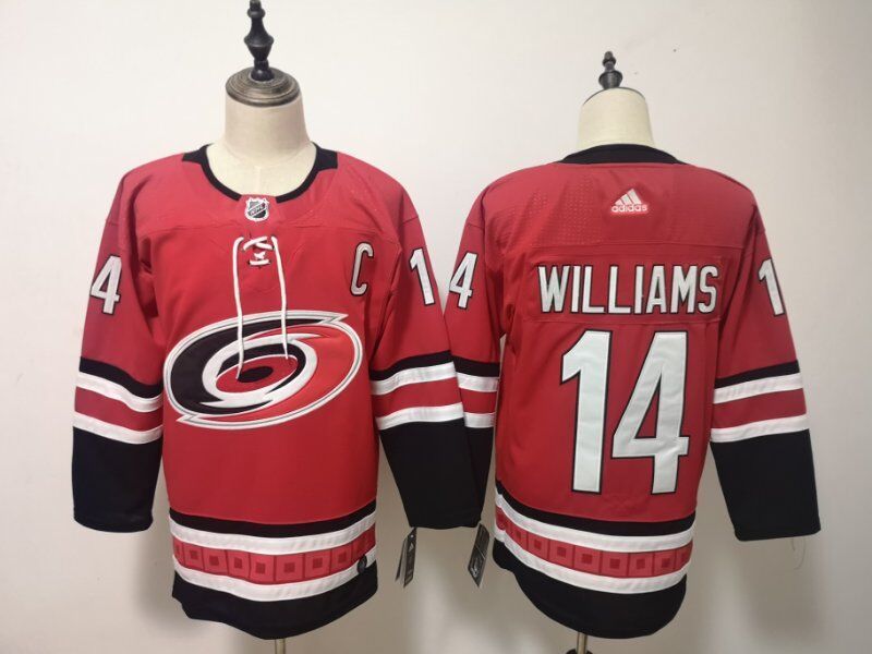 Men's Carolina Hurricanes Justin Williams #14 Red Home Breakaway Player Jersey1