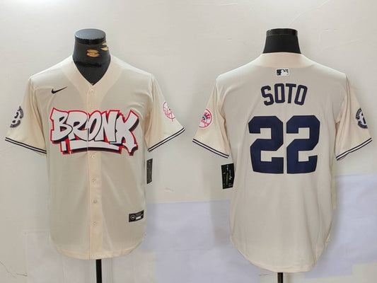 Men's New York Yankees Juan Soto #22 Cream Limited Player Jersey1