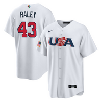 Men's 2023 World Baseball Classic #43 Luke Raley USA White Jersey1
