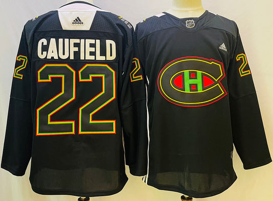 Men's Montreal Canadiens Cole Caufield #22 Black Player Jersey1