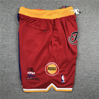 Men's Houston Rockets/New York Knicks Red/Blue Splicing Basketball Shorts1