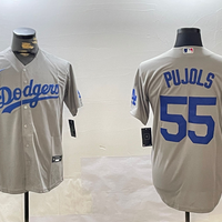 Men's Los Angeles Dodgers Albert Pujols #55 Gray Replica Player Jersey1