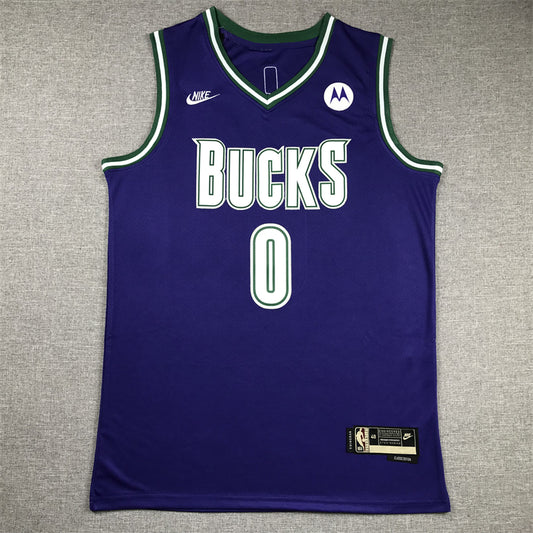 Men's Milwaukee Bucks Damian Lillard #0 Purple Swingman Jersey1 - Classic Edition
