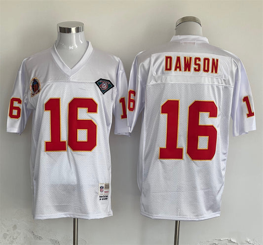 Men's Kansas City Chiefs Len Dawson Mitchell & Ness White Legacy Replica Jersey1