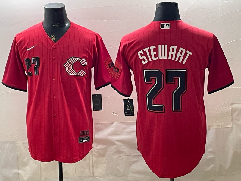 Men's Cincinnati Reds Sal Stewart #27 Red 2026 City Connect Stadium Jersey