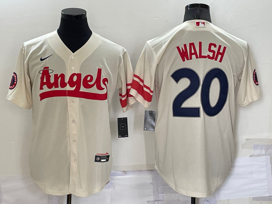 Men's Los Angeles Angels Jared Walsh #20 Cream City Connect Replica Player Jersey1