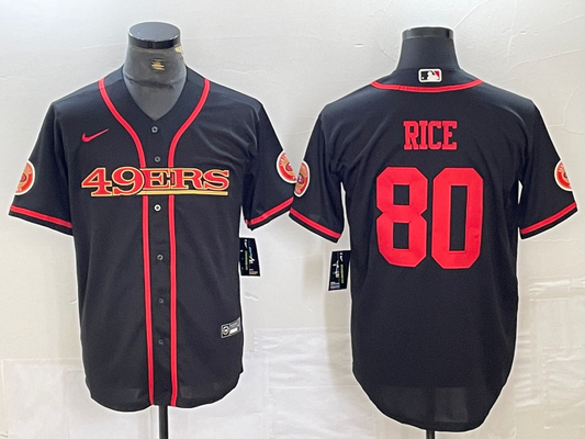 Men's San Francisco 49ers Jerry Rice #80 Black Joint Edition Player Jersey1