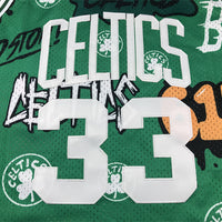 Men's Boston Celtics Larry Bird #33 Green Swingman Graffiti Edition Jersey1