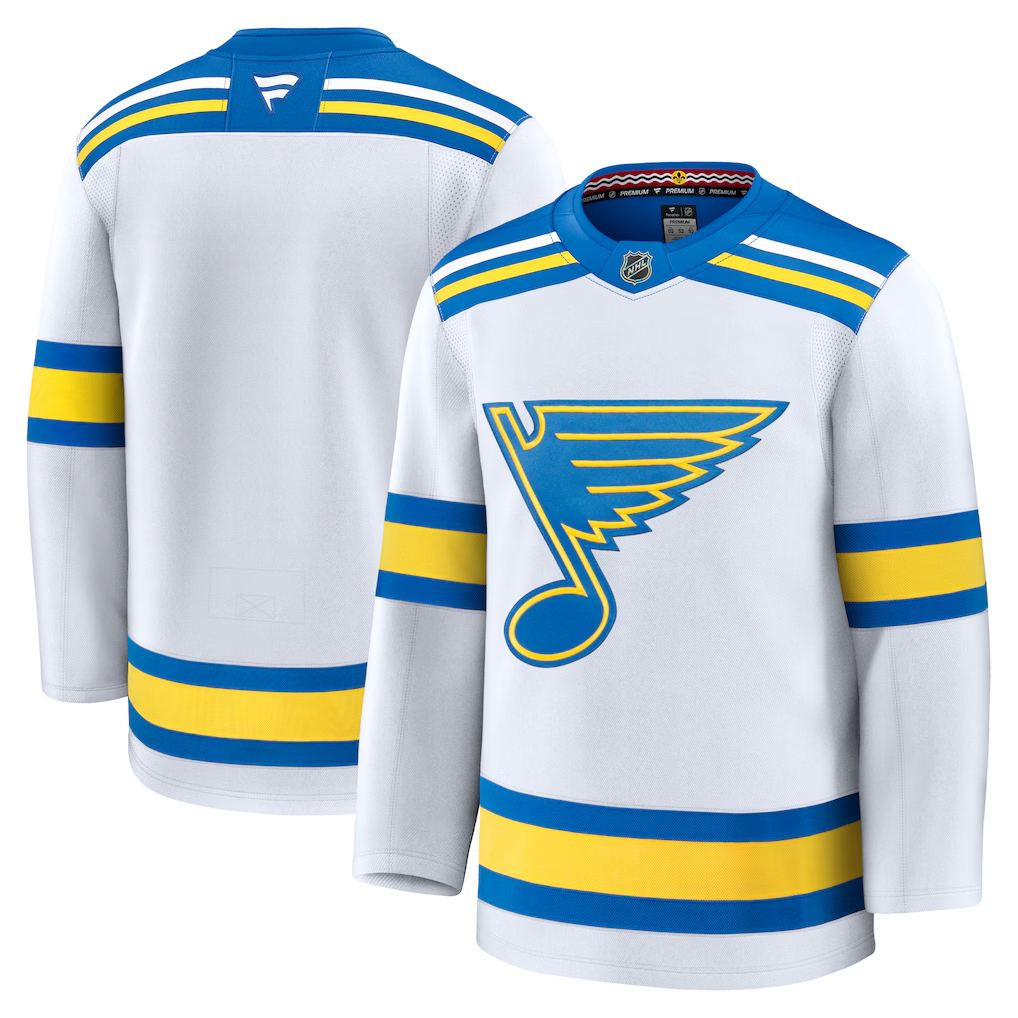 Men's St. Louis Blues Fanatics White Away Premium Blank Jersey