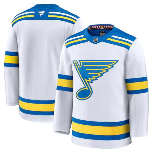 Men's St. Louis Blues Fanatics White Away Premium Blank Jersey