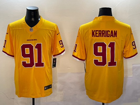 Men's Washington Commanders Ryan Kerrigan #91 Yellow Game Jersey1