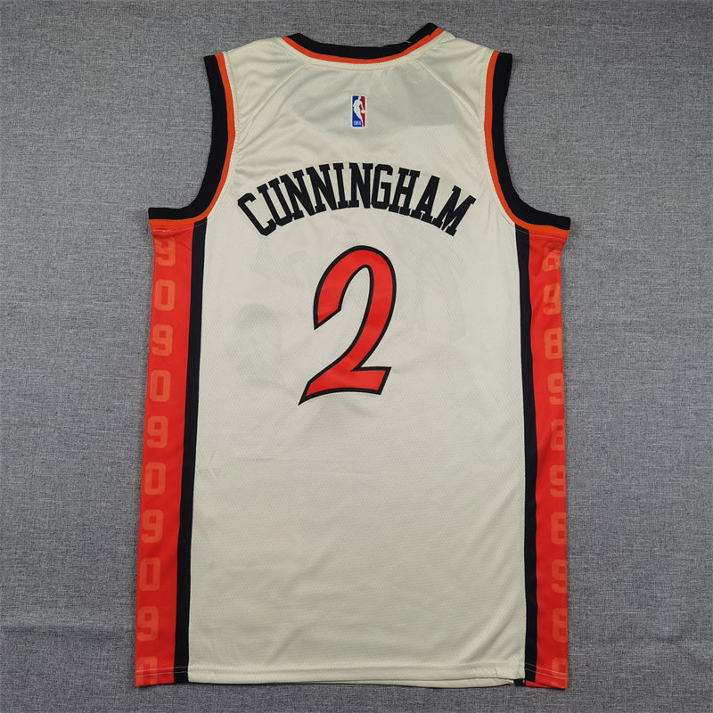 Men's Detroit Pistons Cade Cunningham #2 White 2024/25 Swingman Jersey1 - City Edition