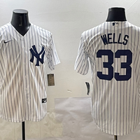 Men's New York Yankees David Wells #33 White Home Replica Player Jersey1