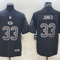 Men's Green Bay Packers Aaron Jones #33 Black Retired Player RFLCTV Limited Jersey1
