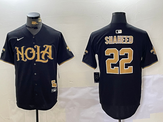 Men's New Orleans Saints Rashid Shaheed #22 Black Game Player Jersey1
