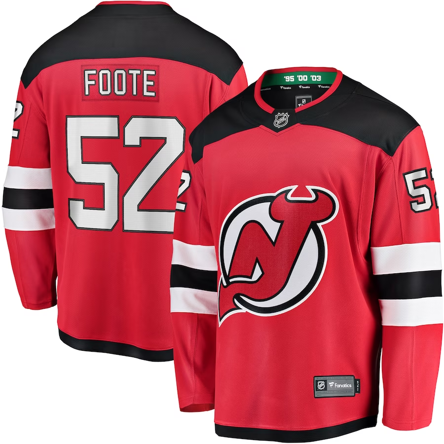 Men's New Jersey1 Devils Cal Foote #52 Red Player Game Jersey1