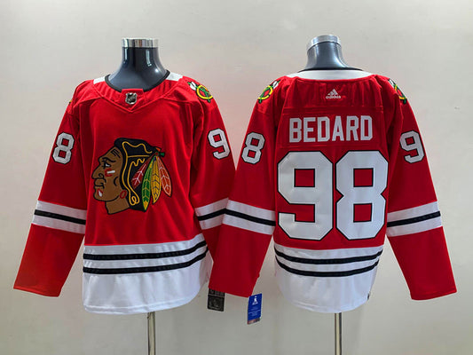 Men's Chicago Blackhawks Connor Bedard #98 Red Home Breakaway Player Jersey1