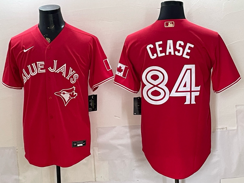 Men's Toronto Blue Jays Dylan Cease #84 Red Canada Day Replica Jersey