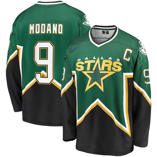 Men's Dallas Stars Mike Modano #9 Kelly Green/Black Premier Breakaway Retired Player Jersey1