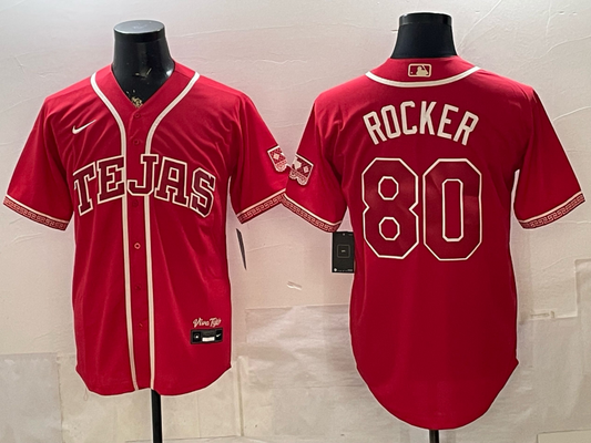 Men's Texas Rangers Kumar Rocker #80 Red 2026 City Connect Stadium Jersey