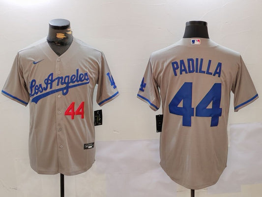Men's Los Angeles Dodgers Vicente Padilla #44 Gray Alternate Player Jersey1