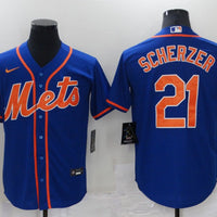 Men's New York Mets1 Max Scherzer #21 Blue Replica Baseball Jersey