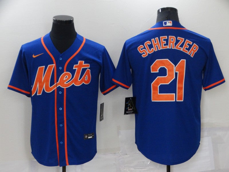 Men's New York Mets1 Max Scherzer #21 Blue Replica Baseball Jersey