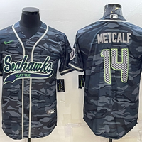 Men's Seattle Seahawks DK Metcalf #14 Grey Camouflage Game Jersey Joint Edition