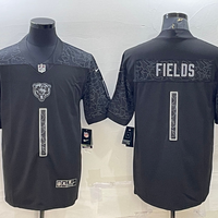 Men's Chicago Bears Justin Fields #1 Black RFLCTV Limited Jersey1