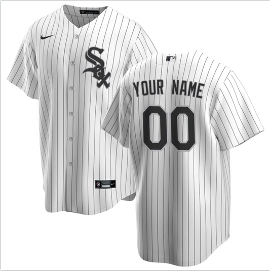 Men's Chicago White Sox White Home Replica Custom Jersey1