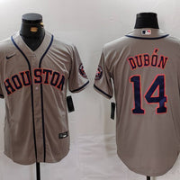 Men's Houston Astros Mauricio Dubon #14 Gray Road Replica Player Jersey1