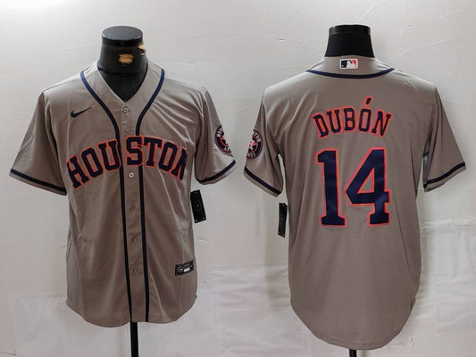 Men's Houston Astros Mauricio Dubon #14 Gray Road Replica Player Jersey1
