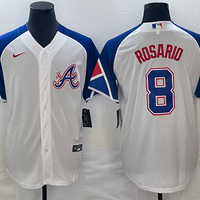 Men's Atlanta Braves Eddie Rosario #8 White 2023 City Connect Replica Player Jersey1