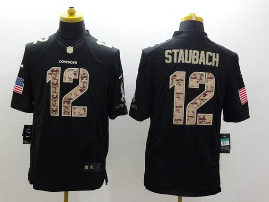 Men's Dallas Cowboys Roger Staubach #12 Black Game Player Jersey1