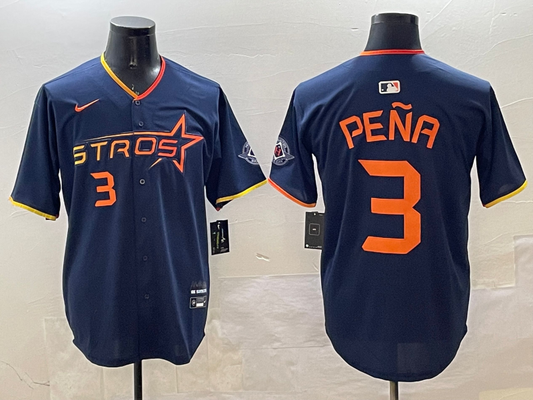 Men's Houston Astros Jeremy Pena #3 Navy 2025 City Connect Limited Player Jersey1