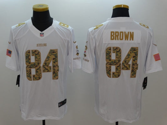 Men's Pittsburgh Steelers Antonio Brown #84 White Player Game Jersey1