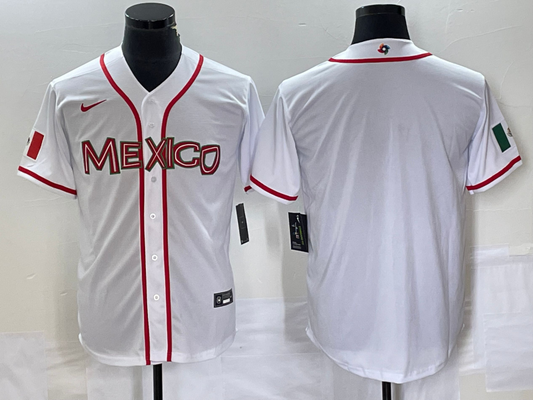 Men's 2023 World Baseball Classic Mexico White Blank Jersey1