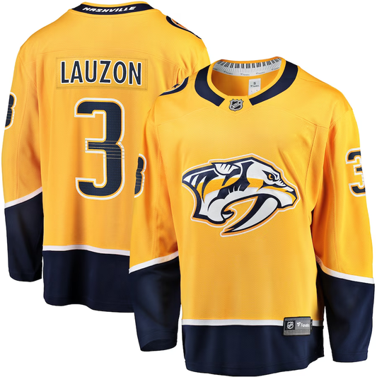 Men's Nashville Predators Jeremy Lauzon #3 Gold Home Breakaway Player Jersey1