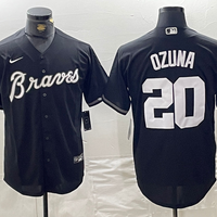 Men's Atlanta Braves Marcell Ozuna #20 Black Limited Player Jersey1